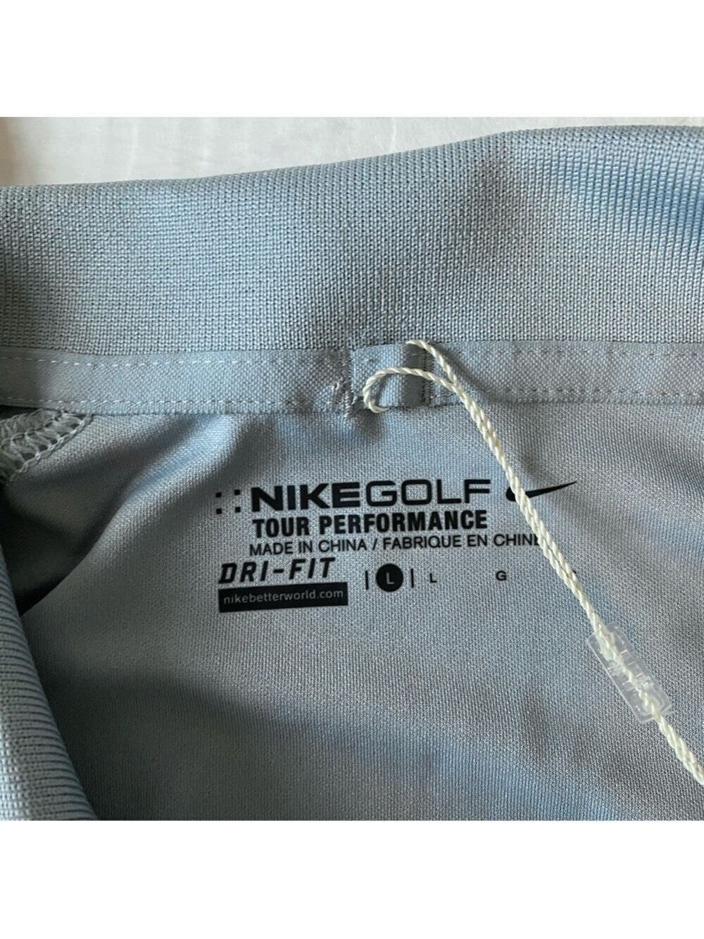 NWT Nike Golf Tour Performance Dri-Fit Polo Gray Standard Fit Size L Logo - Picture 7 of 11